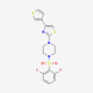molecular formula C17H15F2N3O2S3 B2941906 2-(4-((2,6-Difluorophenyl)sulfonyl)piperazin-1-yl)-4-(thiophen-3-yl)thiazole CAS No. 1448064-78-5