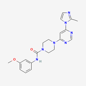 molecular formula C20H23N7O2 B2941907 N-(3-methoxyphenyl)-4-(6-(2-methyl-1H-imidazol-1-yl)pyrimidin-4-yl)piperazine-1-carboxamide CAS No. 1170586-55-6