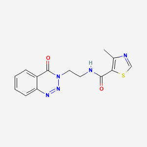 molecular formula C14H13N5O2S B2941929 4-methyl-N-(2-(4-oxobenzo[d][1,2,3]triazin-3(4H)-yl)ethyl)thiazole-5-carboxamide CAS No. 2034505-75-2