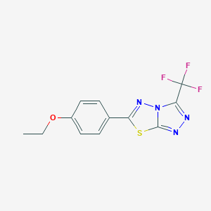 molecular formula C12H9F3N4OS B294193 6-(4-Ethoxyphenyl)-3-(trifluoromethyl)[1,2,4]triazolo[3,4-b][1,3,4]thiadiazole 
