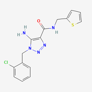 molecular formula C15H14ClN5OS B2941942 5-amino-1-(2-chlorobenzyl)-N-(thiophen-2-ylmethyl)-1H-1,2,3-triazole-4-carboxamide CAS No. 899974-10-8