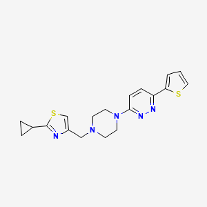 molecular formula C19H21N5S2 B2941943 2-Cyclopropyl-4-[[4-(6-thiophen-2-ylpyridazin-3-yl)piperazin-1-yl]methyl]-1,3-thiazole CAS No. 2415469-03-1