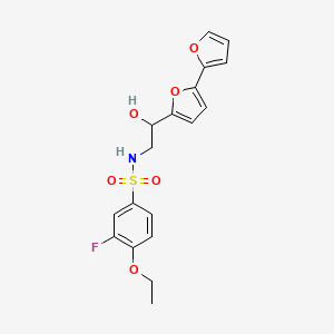 molecular formula C18H18FNO6S B2941946 N-(2-{[2,2'-bifuran]-5-yl}-2-hydroxyethyl)-4-ethoxy-3-fluorobenzene-1-sulfonamide CAS No. 2320544-52-1