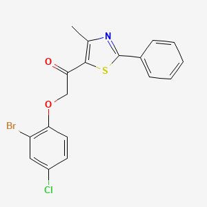 molecular formula C18H13BrClNO2S B2941947 2-(2-溴-4-氯苯氧基)-1-(4-甲基-2-苯基-1,3-噻唑-5-基)-1-乙酮 CAS No. 478047-48-2