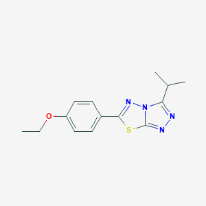 molecular formula C14H16N4OS B294195 Ethyl 4-(3-isopropyl[1,2,4]triazolo[3,4-b][1,3,4]thiadiazol-6-yl)phenyl ether 