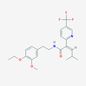 molecular formula C23H27F3N2O3 B2941952 (Z)-N-[2-(4-ethoxy-3-methoxyphenyl)ethyl]-4-methyl-2-[5-(trifluoromethyl)pyridin-2-yl]pent-2-enamide CAS No. 609341-68-6