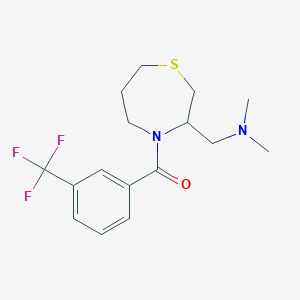 molecular formula C16H21F3N2OS B2941960 (3-((Dimethylamino)methyl)-1,4-thiazepan-4-yl)(3-(trifluoromethyl)phenyl)methanone CAS No. 1448126-58-6