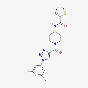 molecular formula C21H23N5O2S B2941962 N-(1-(1-(3,5-dimethylphenyl)-1H-1,2,3-triazole-4-carbonyl)piperidin-4-yl)thiophene-2-carboxamide CAS No. 1251556-78-1