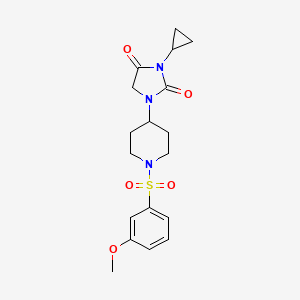 molecular formula C18H23N3O5S B2941963 3-Cyclopropyl-1-[1-(3-methoxybenzenesulfonyl)piperidin-4-yl]imidazolidine-2,4-dione CAS No. 2097857-51-5