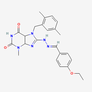 molecular formula C24H26N6O3 B2941968 7-[(2,5-dimethylphenyl)methyl]-8-[(E)-2-[(4-ethoxyphenyl)methylidene]hydrazin-1-yl]-3-methyl-2,3,6,7-tetrahydro-1H-purine-2,6-dione CAS No. 1799261-18-9
