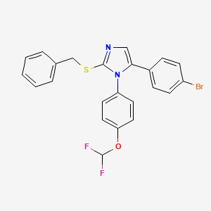 molecular formula C23H17BrF2N2OS B2941974 2-(benzylthio)-5-(4-bromophenyl)-1-(4-(difluoromethoxy)phenyl)-1H-imidazole CAS No. 1226458-32-7