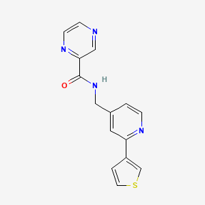 N-((2-(thiophen-3-yl)pyridin-4-yl)methyl)pyrazine-2-carboxamide