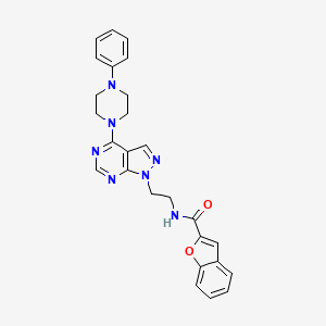 molecular formula C26H25N7O2 B2941987 N-(2-(4-(4-苯基哌嗪-1-基)-1H-吡唑并[3,4-d]嘧啶-1-基)乙基)苯并呋喃-2-甲酰胺 CAS No. 1021094-80-3