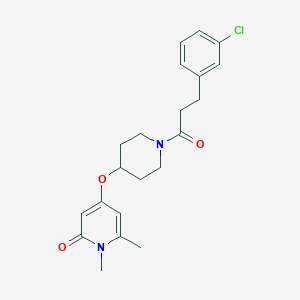 molecular formula C21H25ClN2O3 B2941993 4-((1-(3-(3-chlorophenyl)propanoyl)piperidin-4-yl)oxy)-1,6-dimethylpyridin-2(1H)-one CAS No. 2034313-74-9