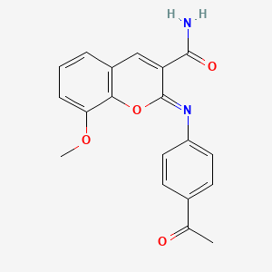 molecular formula C19H16N2O4 B2942001 (2Z)-2-[(4-acetylphenyl)imino]-8-methoxy-2H-chromene-3-carboxamide CAS No. 329195-44-0