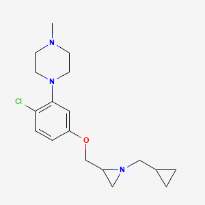 molecular formula C18H26ClN3O B2942002 1-(2-Chloro-5-{[1-(cyclopropylmethyl)aziridin-2-yl]methoxy}phenyl)-4-methylpiperazine CAS No. 2418661-18-2