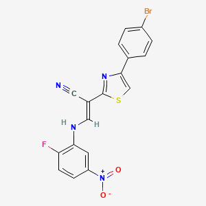 (E)-2-(4-(4-bromophenyl)thiazol-2-yl)-3-((2-fluoro-5-nitrophenyl)amino)acrylonitrile
