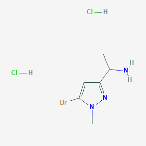 molecular formula C6H12BrCl2N3 B2942023 1-(5-Bromo-1-methylpyrazol-3-yl)ethanamine;dihydrochloride CAS No. 2377035-59-9