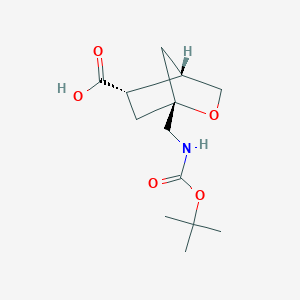 molecular formula C13H21NO5 B2942036 (1S,4S,5S)-1-[[(2-Methylpropan-2-yl)oxycarbonylamino]methyl]-2-oxabicyclo[2.2.1]heptane-5-carboxylic acid CAS No. 2460740-37-6