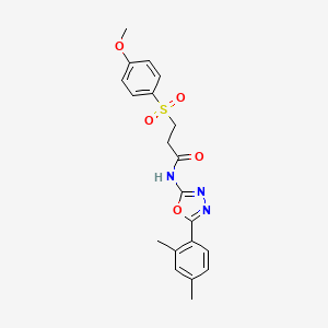 molecular formula C20H21N3O5S B2942042 N-(5-(2,4-dimethylphenyl)-1,3,4-oxadiazol-2-yl)-3-((4-methoxyphenyl)sulfonyl)propanamide CAS No. 942006-61-3