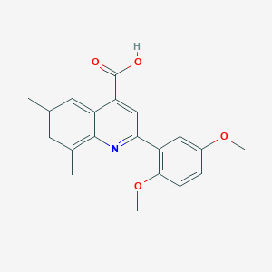 molecular formula C20H19NO4 B2942053 2-(2,5-Dimethoxyphenyl)-6,8-dimethylquinoline-4-carboxylic acid CAS No. 897554-62-0