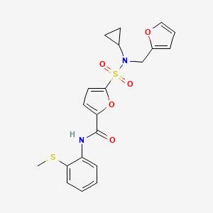molecular formula C20H20N2O5S2 B2942073 5-(N-cyclopropyl-N-(furan-2-ylmethyl)sulfamoyl)-N-(2-(methylthio)phenyl)furan-2-carboxamide CAS No. 1171755-56-8