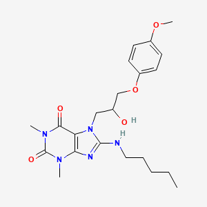 molecular formula C22H31N5O5 B2942083 7-(2-hydroxy-3-(4-methoxyphenoxy)propyl)-1,3-dimethyl-8-(pentylamino)-1H-purine-2,6(3H,7H)-dione CAS No. 941874-04-0