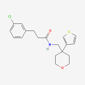 3-(3-chlorophenyl)-N-((4-(thiophen-3-yl)tetrahydro-2H-pyran-4-yl)methyl)propanamide