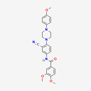 molecular formula C27H28N4O4 B2942090 N-(3-氰基-4-(4-(4-甲氧基苯基)哌嗪-1-基)苯基)-3,4-二甲氧基苯甲酰胺 CAS No. 403829-26-5