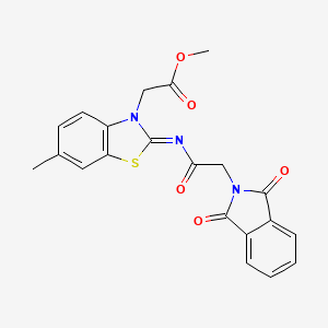 molecular formula C21H17N3O5S B2942099 (Z)-methyl 2-(2-((2-(1,3-dioxoisoindolin-2-yl)acetyl)imino)-6-methylbenzo[d]thiazol-3(2H)-yl)acetate CAS No. 865197-37-1