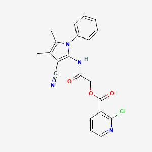 molecular formula C21H17ClN4O3 B2942102 [2-[(3-Cyano-4,5-dimethyl-1-phenylpyrrol-2-yl)amino]-2-oxoethyl] 2-chloropyridine-3-carboxylate CAS No. 927312-19-4