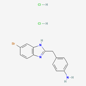 molecular formula C14H14BrCl2N3 B2942107 4-[(6-bromo-1H-1,3-benzodiazol-2-yl)methyl]aniline dihydrochloride CAS No. 1909318-72-4