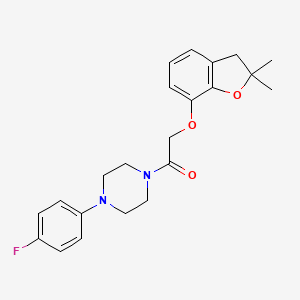 molecular formula C22H25FN2O3 B2942109 2-((2,2-Dimethyl-2,3-dihydrobenzofuran-7-yl)oxy)-1-(4-(4-fluorophenyl)piperazin-1-yl)ethanone CAS No. 941985-28-0