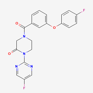 4-[3-(4-Fluorophenoxy)benzoyl]-1-(5-fluoropyrimidin-2-yl)piperazin-2-one