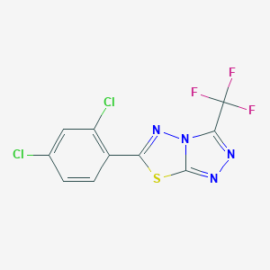 molecular formula C10H3Cl2F3N4S B294212 6-(2,4-Dichlorophenyl)-3-(trifluoromethyl)[1,2,4]triazolo[3,4-b][1,3,4]thiadiazole 