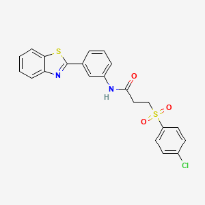 molecular formula C22H17ClN2O3S2 B2942122 N-(3-(苯并[d]噻唑-2-基)苯基)-3-((4-氯苯基)磺酰基)丙酰胺 CAS No. 895460-84-1