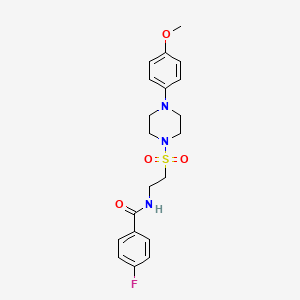 molecular formula C20H24FN3O4S B2942137 4-fluoro-N-(2-((4-(4-methoxyphenyl)piperazin-1-yl)sulfonyl)ethyl)benzamide CAS No. 899739-76-5