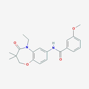 molecular formula C21H24N2O4 B2942138 N-(5-ethyl-3,3-dimethyl-4-oxo-2,3,4,5-tetrahydrobenzo[b][1,4]oxazepin-7-yl)-3-methoxybenzamide CAS No. 921789-89-1