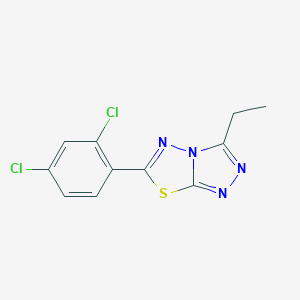 molecular formula C11H8Cl2N4S B294214 6-(2,4-Dichlorophenyl)-3-ethyl[1,2,4]triazolo[3,4-b][1,3,4]thiadiazole 
