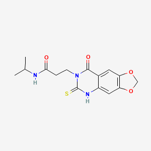 molecular formula C15H17N3O4S B2942141 N-isopropyl-3-(8-oxo-6-thioxo-5,6-dihydro-[1,3]dioxolo[4,5-g]quinazolin-7(8H)-yl)propanamide CAS No. 688054-85-5
