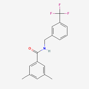 molecular formula C17H16F3NO B2942143 3,5-dimethyl-N-{[3-(trifluoromethyl)phenyl]methyl}benzamide CAS No. 478048-23-6