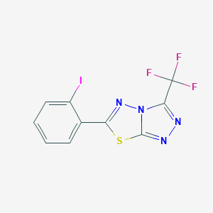 molecular formula C10H4F3IN4S B294216 6-(2-Iodophenyl)-3-(trifluoromethyl)[1,2,4]triazolo[3,4-b][1,3,4]thiadiazole 