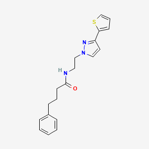 molecular formula C19H21N3OS B2942166 4-phenyl-N-(2-(3-(thiophen-2-yl)-1H-pyrazol-1-yl)ethyl)butanamide CAS No. 1448058-87-4