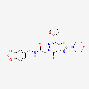 molecular formula C23H21N5O6S B2942168 N-(benzo[d][1,3]dioxol-5-ylmethyl)-2-(7-(furan-2-yl)-2-morpholino-4-oxothiazolo[4,5-d]pyridazin-5(4H)-yl)acetamide CAS No. 1020967-66-1