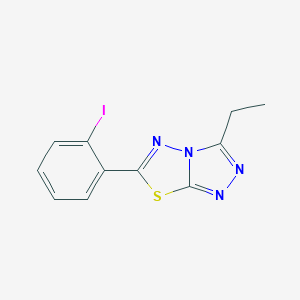 molecular formula C11H9IN4S B294217 3-Ethyl-6-(2-iodophenyl)[1,2,4]triazolo[3,4-b][1,3,4]thiadiazole 