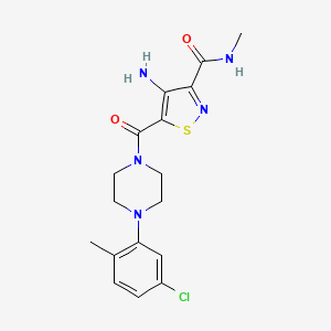 molecular formula C17H20ClN5O2S B2942200 4-氨基-5-(4-(5-氯-2-甲基苯基)哌嗪-1-羰基)-N-甲基异噻唑-3-甲酰胺 CAS No. 1286698-14-3