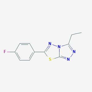 molecular formula C11H9FN4S B294221 3-Ethyl-6-(4-fluorophenyl)[1,2,4]triazolo[3,4-b][1,3,4]thiadiazole 
