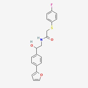 molecular formula C20H18FNO3S B2942215 2-[(4-fluorophenyl)sulfanyl]-N-{2-[4-(furan-2-yl)phenyl]-2-hydroxyethyl}acetamide CAS No. 2320923-60-0