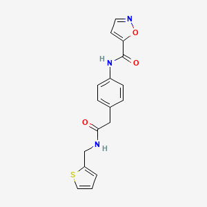 molecular formula C17H15N3O3S B2942216 N-(4-(2-oxo-2-((thiophen-2-ylmethyl)amino)ethyl)phenyl)isoxazole-5-carboxamide CAS No. 1208857-28-6