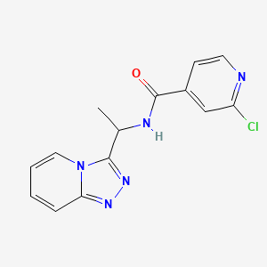 molecular formula C14H12ClN5O B2942221 2-chloro-N-(1-{[1,2,4]triazolo[4,3-a]pyridin-3-yl}ethyl)pyridine-4-carboxamide CAS No. 1090744-76-5